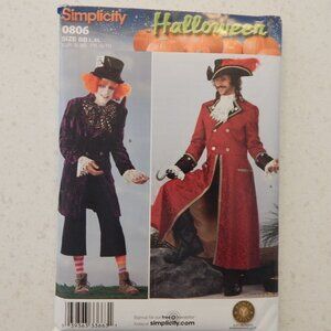 Simplicity Mens Costumes #2333/0806 Pirate/Captain Hook Mad Hatter Size L-XL